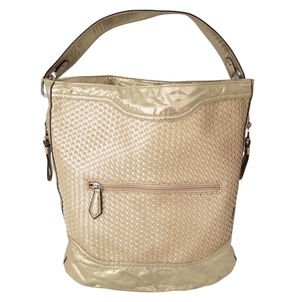 Penny Sue Woven Hobo Shoulder Bag Purse‎ Gold Metallic Leopard Silver Handbag